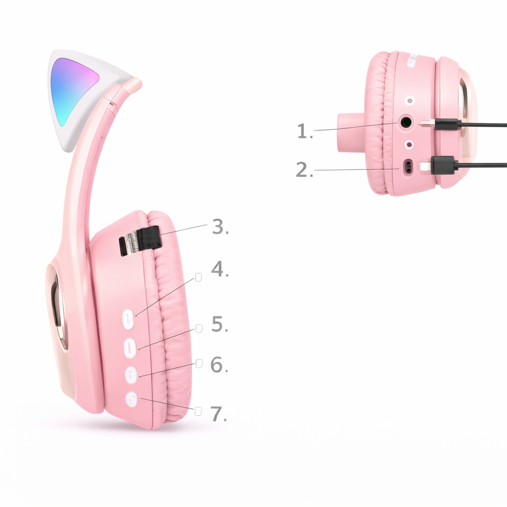 Słuchawki bezprzewodowe kocie uszy RGB - obrazek 3