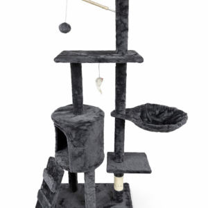 Ekskluzywny Drapak XL dla Kota z Domkiem, Hamakiem i Platformami – Grafitowy