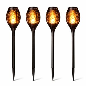 Lampa solarna wbijana Zerrman LED – zestaw 4 pochodni ogrodowych, 51 cm, kolor czarny