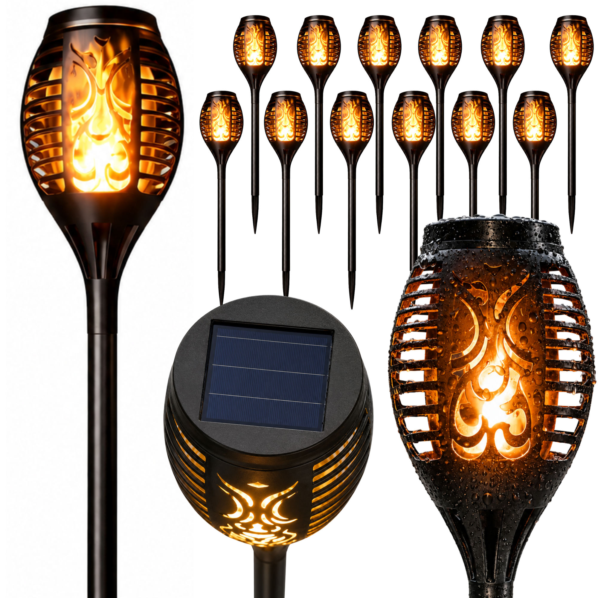 12x Lampa ogrodowa LED pochodnia solarna